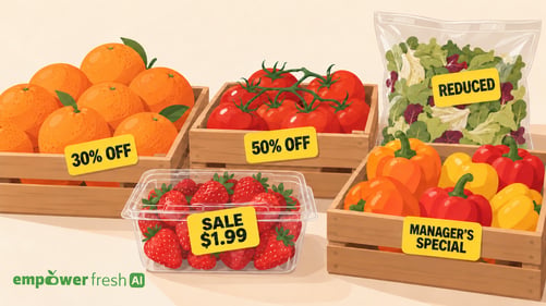 Fresh produce crates with EmpowerFresh AI logo